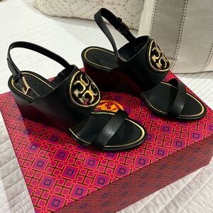 Tory Burch metal miller wedge